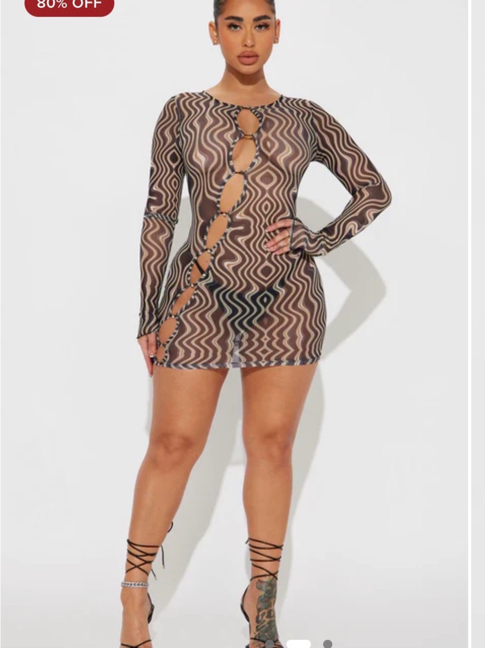 Fashion Nova Brown & Black Wave Cutout Mini Dress
